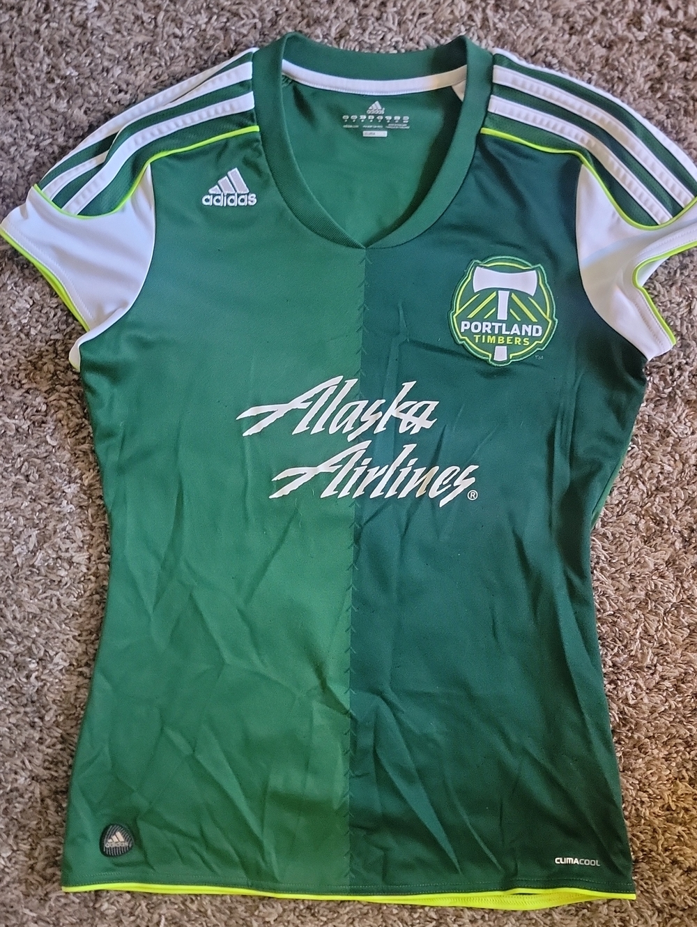 Portland Timbers Jersey Womens Medium Green Adidas Climalite Soccer Futbol